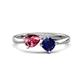 1 - Lysha 1.51 ctw Pink Tourmaline Pear Shape (7x5 mm) & Lab Created Blue Sapphire Cushion Shape (5.00 mm) Toi Et Moi Engagement Ring 