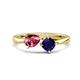 1 - Lysha 1.51 ctw Pink Tourmaline Pear Shape (7x5 mm) & Lab Created Blue Sapphire Cushion Shape (5.00 mm) Toi Et Moi Engagement Ring 
