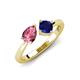 4 - Lysha 1.51 ctw Pink Tourmaline Pear Shape (7x5 mm) & Lab Created Blue Sapphire Cushion Shape (5.00 mm) Toi Et Moi Engagement Ring 