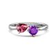 1 - Lysha 1.20 ctw Pink Tourmaline Pear Shape (7x5 mm) & Amethyst Cushion Shape (5.00 mm) Toi Et Moi Engagement Ring 