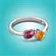 3 - Lysha 1.20 ctw Pink Tourmaline Pear Shape (7x5 mm) & Citrine Cushion Shape (5.00 mm) Toi Et Moi Engagement Ring 