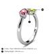 5 - Lysha 1.35 ctw Pink Tourmaline Pear Shape (7x5 mm) & Peridot Cushion Shape (5.00 mm) Toi Et Moi Engagement Ring 
