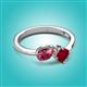 3 - Lysha 1.51 ctw Pink Tourmaline Pear Shape (7x5 mm) & Lab Created Ruby Cushion Shape (5.00 mm) Toi Et Moi Engagement Ring 