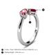 5 - Lysha 1.51 ctw Pink Tourmaline Pear Shape (7x5 mm) & Lab Created Ruby Cushion Shape (5.00 mm) Toi Et Moi Engagement Ring 