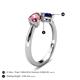 5 - Lysha 1.51 ctw Pink Tourmaline Pear Shape (7x5 mm) & Lab Created Blue Sapphire Cushion Shape (5.00 mm) Toi Et Moi Engagement Ring 