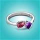 3 - Lysha 1.20 ctw Pink Tourmaline Pear Shape (7x5 mm) & Amethyst Cushion Shape (5.00 mm) Toi Et Moi Engagement Ring 