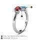 5 - Lysha 1.65 ctw Red Garnet Pear Shape (7x5 mm) & Blue Topaz Cushion Shape (5.00 mm) Toi Et Moi Engagement Ring 