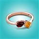 3 - Lysha 1.40 ctw Red Garnet Pear Shape (7x5 mm) & Citrine Cushion Shape (5.00 mm) Toi Et Moi Engagement Ring 