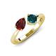 4 - Lysha 1.65 ctw Red Garnet Pear Shape (7x5 mm) & London Blue Topaz Cushion Shape (5.00 mm) Toi Et Moi Engagement Ring 