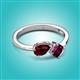 3 - Lysha 1.52 ctw Red Garnet Pear Shape (7x5 mm) & Rhodolite Garnet Cushion Shape (5.00 mm) Toi Et Moi Engagement Ring 