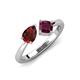 4 - Lysha 1.52 ctw Red Garnet Pear Shape (7x5 mm) & Rhodolite Garnet Cushion Shape (5.00 mm) Toi Et Moi Engagement Ring 