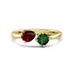 1 - Lysha 1.45 ctw Red Garnet Pear Shape (7x5 mm) & Lab Created Emerald Cushion Shape (5.00 mm) Toi Et Moi Engagement Ring 