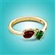 3 - Lysha 1.45 ctw Red Garnet Pear Shape (7x5 mm) & Lab Created Emerald Cushion Shape (5.00 mm) Toi Et Moi Engagement Ring 