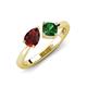 4 - Lysha 1.45 ctw Red Garnet Pear Shape (7x5 mm) & Lab Created Emerald Cushion Shape (5.00 mm) Toi Et Moi Engagement Ring 