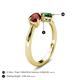 5 - Lysha 1.45 ctw Red Garnet Pear Shape (7x5 mm) & Lab Created Emerald Cushion Shape (5.00 mm) Toi Et Moi Engagement Ring 