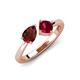 4 - Lysha 1.71 ctw Red Garnet Pear Shape (7x5 mm) & Lab Created Ruby Cushion Shape (5.00 mm) Toi Et Moi Engagement Ring 