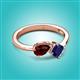 3 - Lysha 1.71 ctw Red Garnet Pear Shape (7x5 mm) & Lab Created Blue Sapphire Cushion Shape (5.00 mm) Toi Et Moi Engagement Ring 