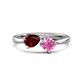 1 - Lysha 1.71 ctw Red Garnet Pear Shape (7x5 mm) & Lab Created Pink Sapphire Cushion Shape (5.00 mm) Toi Et Moi Engagement Ring 