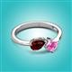 3 - Lysha 1.71 ctw Red Garnet Pear Shape (7x5 mm) & Lab Created Pink Sapphire Cushion Shape (5.00 mm) Toi Et Moi Engagement Ring 