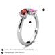 5 - Lysha 1.71 ctw Red Garnet Pear Shape (7x5 mm) & Lab Created Pink Sapphire Cushion Shape (5.00 mm) Toi Et Moi Engagement Ring 