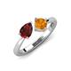 4 - Lysha 1.40 ctw Red Garnet Pear Shape (7x5 mm) & Citrine Cushion Shape (5.00 mm) Toi Et Moi Engagement Ring 