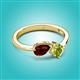 3 - Lysha 1.55 ctw Red Garnet Pear Shape (7x5 mm) & Peridot Cushion Shape (5.00 mm) Toi Et Moi Engagement Ring 