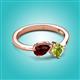 3 - Lysha 1.55 ctw Red Garnet Pear Shape (7x5 mm) & Peridot Cushion Shape (5.00 mm) Toi Et Moi Engagement Ring 