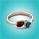 3 - Lysha 1.65 ctw Red Garnet Pear Shape (7x5 mm) & London Blue Topaz Cushion Shape (5.00 mm) Toi Et Moi Engagement Ring 