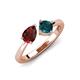 4 - Lysha 1.65 ctw Red Garnet Pear Shape (7x5 mm) & London Blue Topaz Cushion Shape (5.00 mm) Toi Et Moi Engagement Ring 