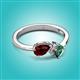 3 - Lysha 1.71 ctw Red Garnet Pear Shape (7x5 mm) & Lab Created Alexandrite Cushion Shape (5.00 mm) Toi Et Moi Engagement Ring 