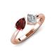 4 - Lysha 1.47 ctw Red Garnet Pear Shape (7x5 mm) & Moissanite Cushion Shape (5.00 mm) Toi Et Moi Engagement Ring 