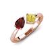 4 - Lysha 1.71 ctw Red Garnet Pear Shape (7x5 mm) & Lab Created Yellow Sapphire Cushion Shape (5.00 mm) Toi Et Moi Engagement Ring 