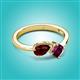 3 - Lysha 1.52 ctw Red Garnet Pear Shape (7x5 mm) & Rhodolite Garnet Cushion Shape (5.00 mm) Toi Et Moi Engagement Ring 