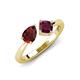4 - Lysha 1.52 ctw Red Garnet Pear Shape (7x5 mm) & Rhodolite Garnet Cushion Shape (5.00 mm) Toi Et Moi Engagement Ring 