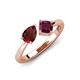 4 - Lysha 1.52 ctw Red Garnet Pear Shape (7x5 mm) & Rhodolite Garnet Cushion Shape (5.00 mm) Toi Et Moi Engagement Ring 
