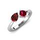 4 - Lysha 1.71 ctw Red Garnet Pear Shape (7x5 mm) & Lab Created Ruby Cushion Shape (5.00 mm) Toi Et Moi Engagement Ring 