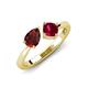 4 - Lysha 1.71 ctw Red Garnet Pear Shape (7x5 mm) & Lab Created Ruby Cushion Shape (5.00 mm) Toi Et Moi Engagement Ring 