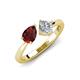 4 - Lysha 1.40 ctw Red Garnet Pear Shape (7x5 mm) & Natural Diamond Cushion Shape (5.00 mm) Toi Et Moi Engagement Ring 