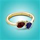 3 - Lysha 1.71 ctw Red Garnet Pear Shape (7x5 mm) & Lab Created Blue Sapphire Cushion Shape (5.00 mm) Toi Et Moi Engagement Ring 