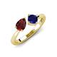 4 - Lysha 1.71 ctw Red Garnet Pear Shape (7x5 mm) & Lab Created Blue Sapphire Cushion Shape (5.00 mm) Toi Et Moi Engagement Ring 