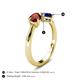 5 - Lysha 1.71 ctw Red Garnet Pear Shape (7x5 mm) & Lab Created Blue Sapphire Cushion Shape (5.00 mm) Toi Et Moi Engagement Ring 