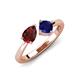 4 - Lysha 1.71 ctw Red Garnet Pear Shape (7x5 mm) & Lab Created Blue Sapphire Cushion Shape (5.00 mm) Toi Et Moi Engagement Ring 