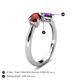 5 - Lysha 1.40 ctw Red Garnet Pear Shape (7x5 mm) & Amethyst Cushion Shape (5.00 mm) Toi Et Moi Engagement Ring 
