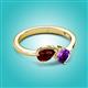 3 - Lysha 1.40 ctw Red Garnet Pear Shape (7x5 mm) & Amethyst Cushion Shape (5.00 mm) Toi Et Moi Engagement Ring 