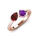 4 - Lysha 1.40 ctw Red Garnet Pear Shape (7x5 mm) & Amethyst Cushion Shape (5.00 mm) Toi Et Moi Engagement Ring 
