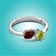 3 - Lysha 1.55 ctw Red Garnet Pear Shape (7x5 mm) & Peridot Cushion Shape (5.00 mm) Toi Et Moi Engagement Ring 