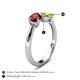 5 - Lysha 1.55 ctw Red Garnet Pear Shape (7x5 mm) & Peridot Cushion Shape (5.00 mm) Toi Et Moi Engagement Ring 