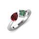 4 - Lysha 1.71 ctw Red Garnet Pear Shape (7x5 mm) & Lab Created Alexandrite Cushion Shape (5.00 mm) Toi Et Moi Engagement Ring 