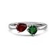 1 - Lysha 1.45 ctw Red Garnet Pear Shape (7x5 mm) & Lab Created Emerald Cushion Shape (5.00 mm) Toi Et Moi Engagement Ring 
