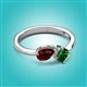 3 - Lysha 1.45 ctw Red Garnet Pear Shape (7x5 mm) & Lab Created Emerald Cushion Shape (5.00 mm) Toi Et Moi Engagement Ring 